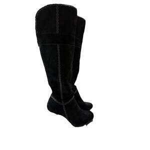 Women’s Over the Knee Boots by Reba Black Suede Leather Size 7.5 Western Cowgirl